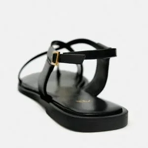 Zara | Shoes | Zara Flat Strappy Sandals With Metal